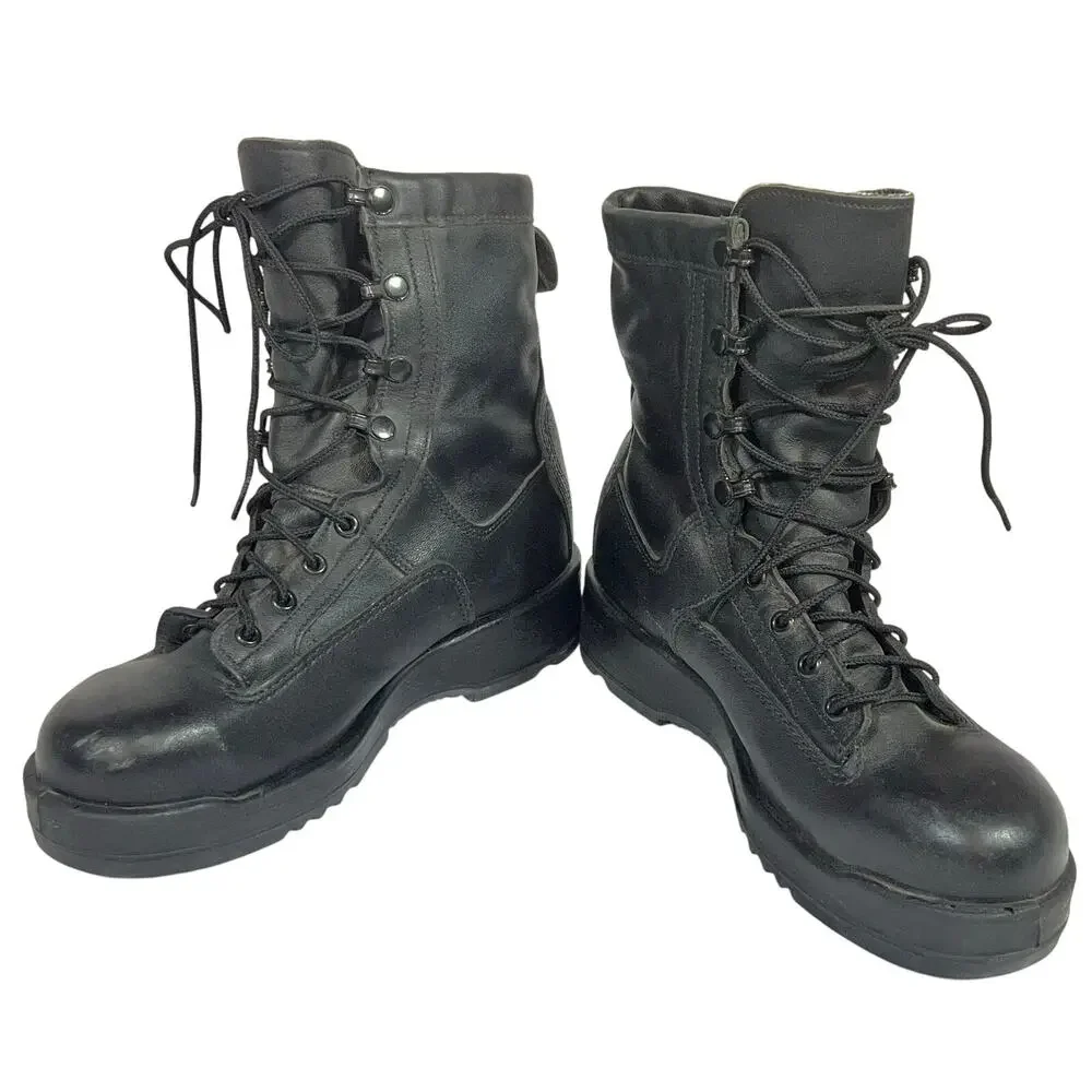 Wellco 1003 Safety Flight Deck Boots Navy Steel Toe Military Black Mens 6 R